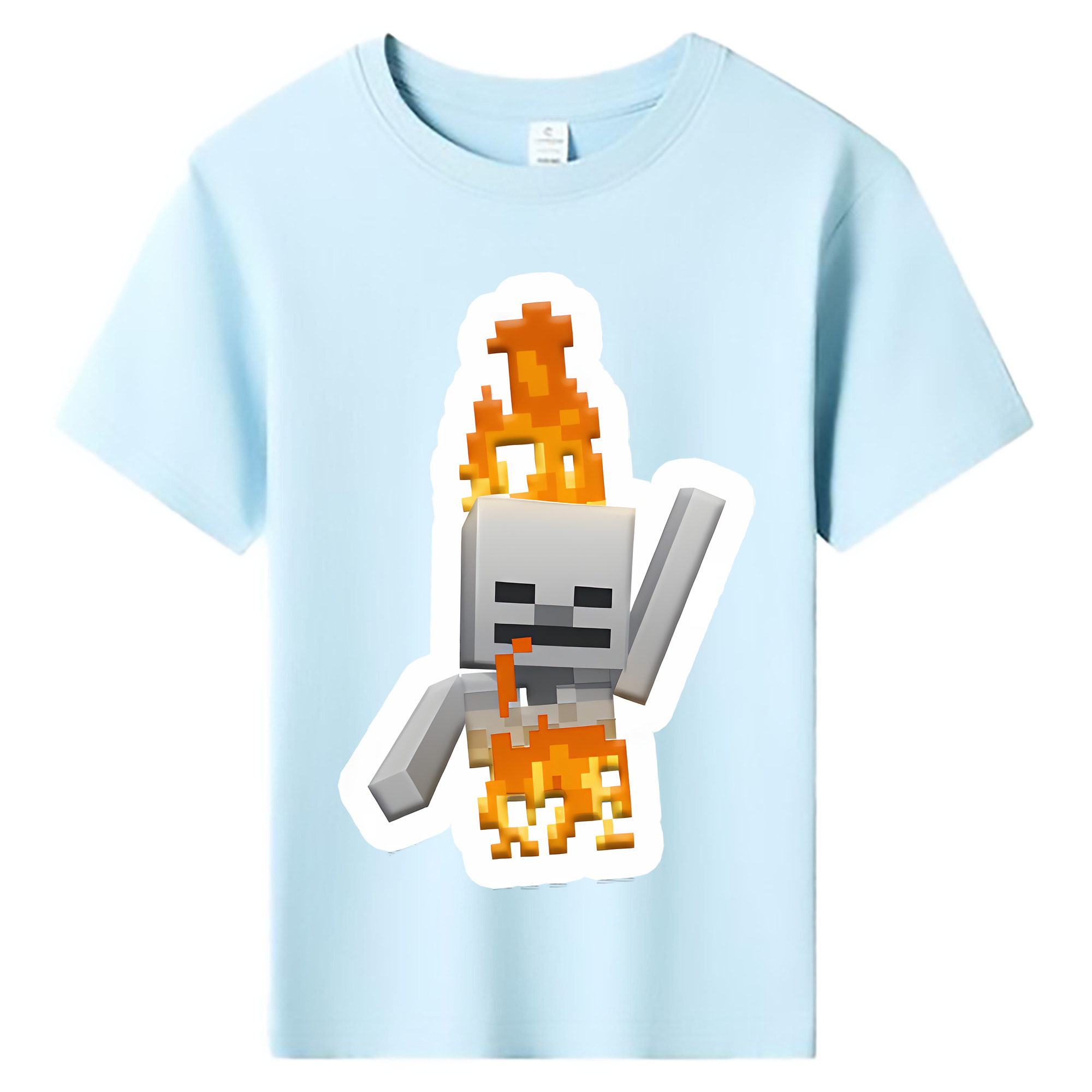 （画像用） マインクラフト ブロックの世界 Minecraft MC Block world 綿100％キッズTシャツ（フロントプリント）